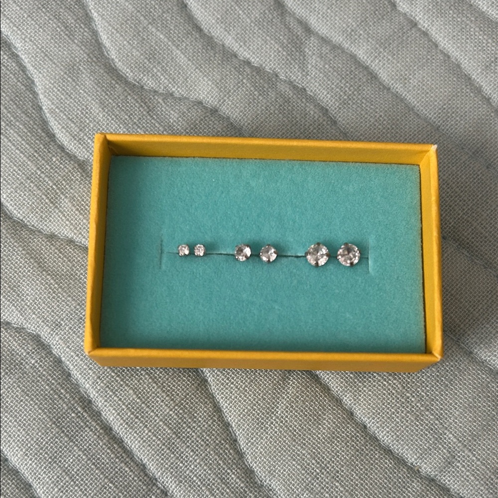 Silver Crystal Stud Earrings